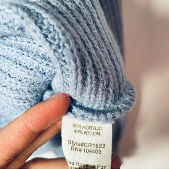 Blu Pepper Collar Knit V Neck  Sweater Blue Size Small - Picture 7 of 7